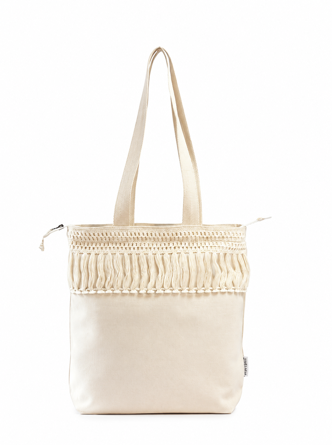 Geranium Hand-Painted Lace Detialed Tote Bag detail 4