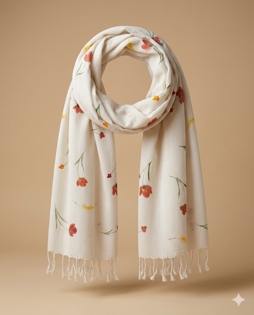 Orange & Yellow Hand-Painted Stole — hand-painted by Brushup