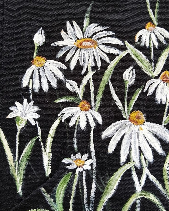 Daisy Hand-Painted Canvas Tote Bag detail 2