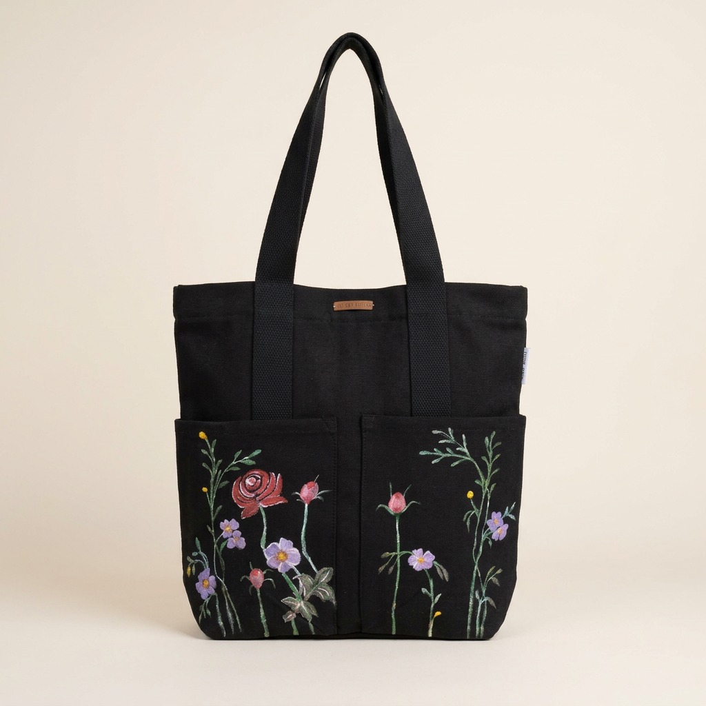 Dark Spring Hand-Painted Canvas Tote Bag — hand-painted by Brushup