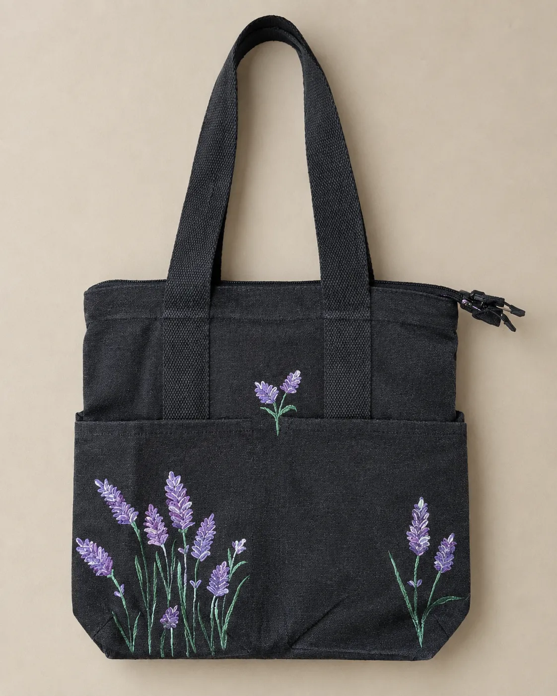 Lavender Hand-Painted Canvas Tote Bag — hand-painted by Brushup