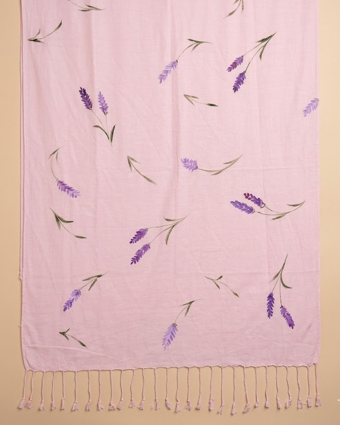 Pink-Lavender Hand-Painted Stole detail 2