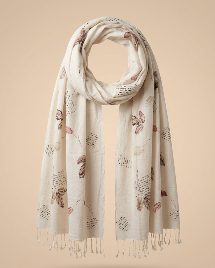 Rust Leaf Hand-Painted Stole detail 2
