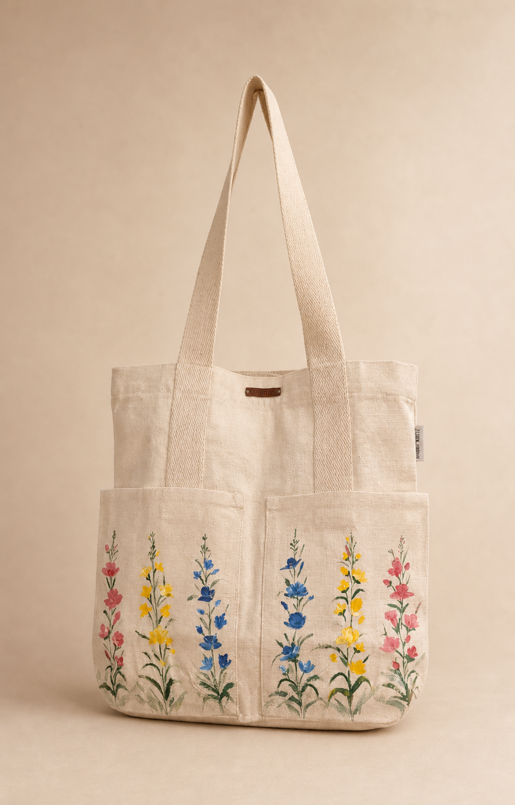 Multicolour Wildflowers Hand-Painted Canvas Tote Bag — hand-painted by Brushup