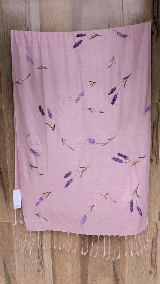 Pink-Lavender Hand-Painted Stole detail 4