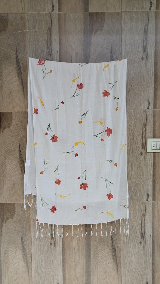 Orange & Yellow Hand-Painted Stole detail 3