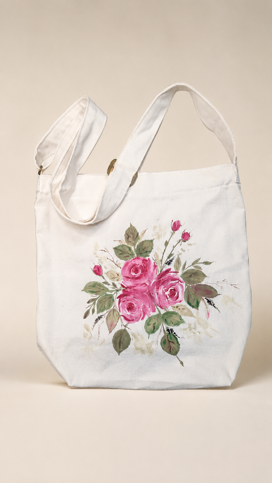 Rose Bunch Hand-Painted Shoulder Bag — hand-painted by Brushup
