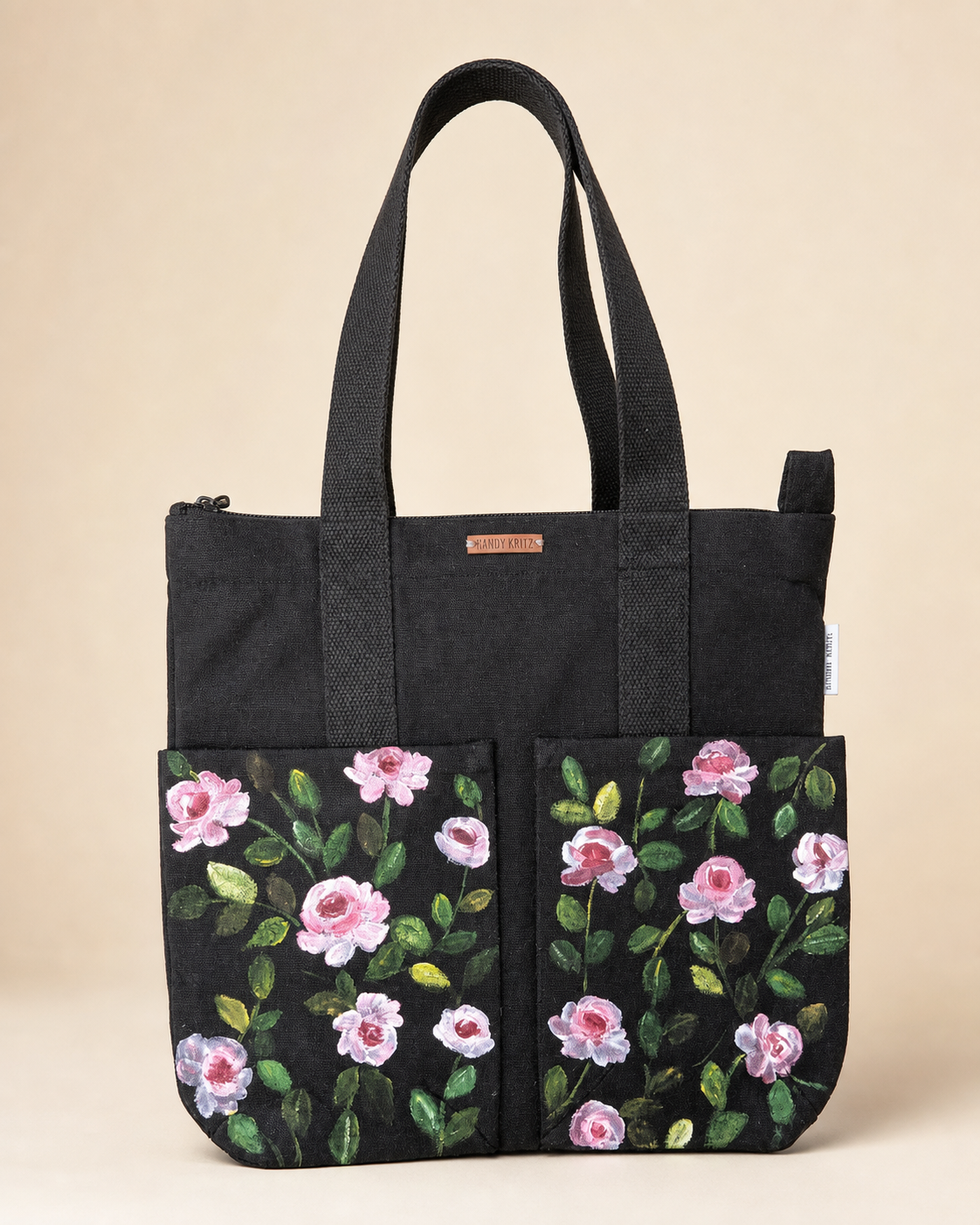 Roses Hand-Painted Canvas Tote Bag — hand-painted by Brushup