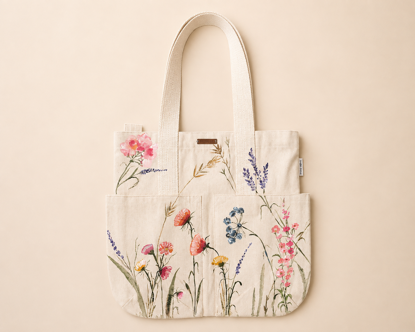 Spring blooms Hand-Painted Canvas Tote Bag detail 2