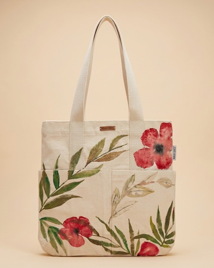 Tropical Hand-Painted Canvas Tote Bag — hand-painted by Brushup