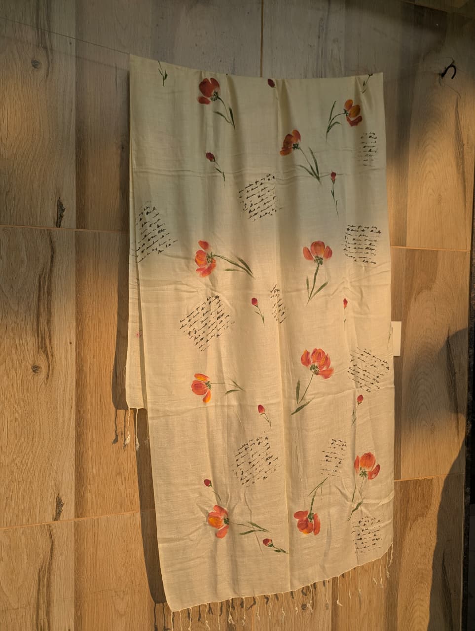Yellow Poppy Hand-Painted Stole detail 3